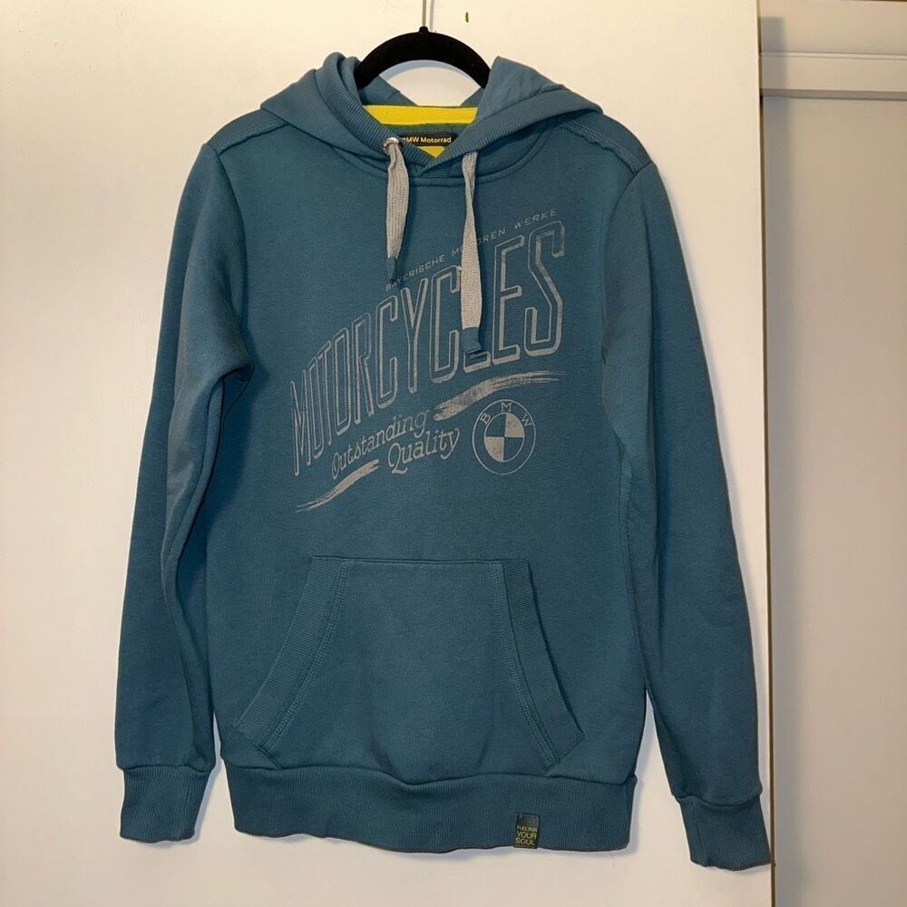 BMW Motorrad Unisex Blue Gray Graphic Hoodie Size Small EUC